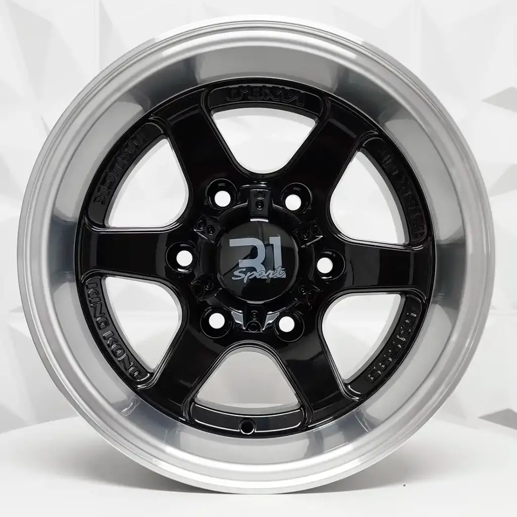 RIN 14X8 6-139.7 R1 SPORT LP211 BLACK MACHINE LIP ET-13 CB110
