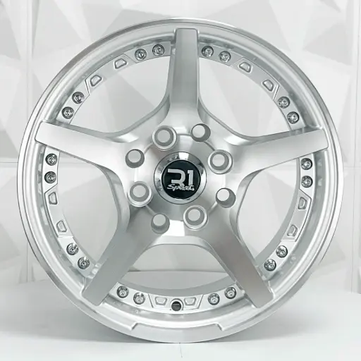 [141510] RIN 14X6 4-100/114.3 R1 SPORT 1536 SILVER MACHINE FACE+CHROME RIVETS ET30 CB73.1
